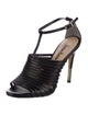 Neiman Marcus Patent Leather T-Strap Sandals