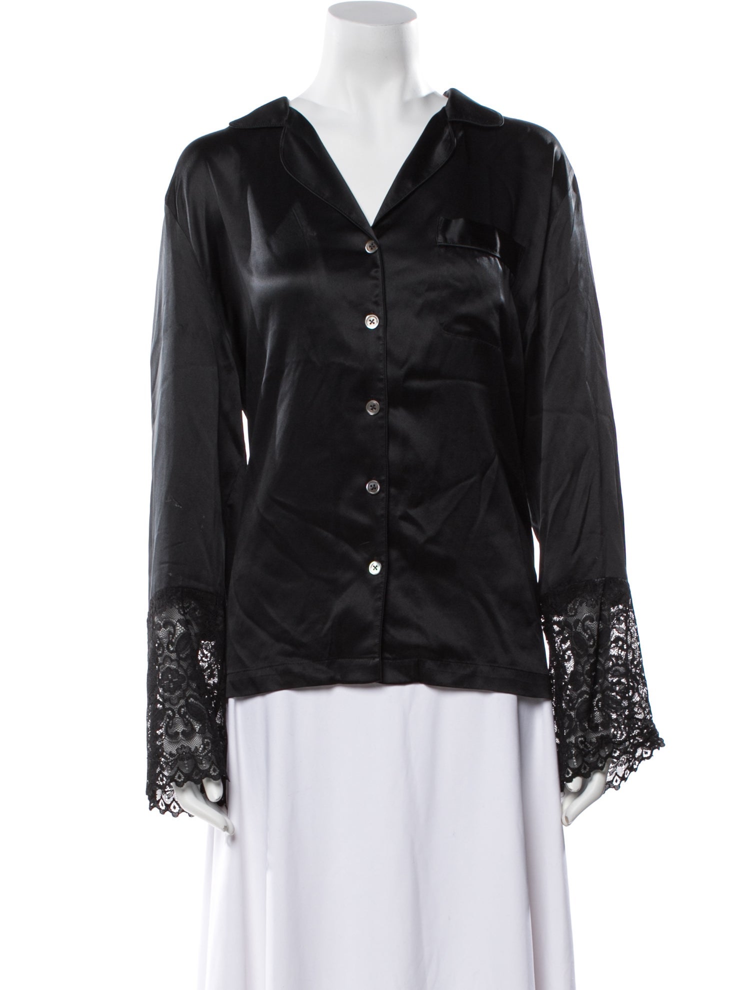 Neiman Marcus Silk Lace Trim Embellishment Pajamas