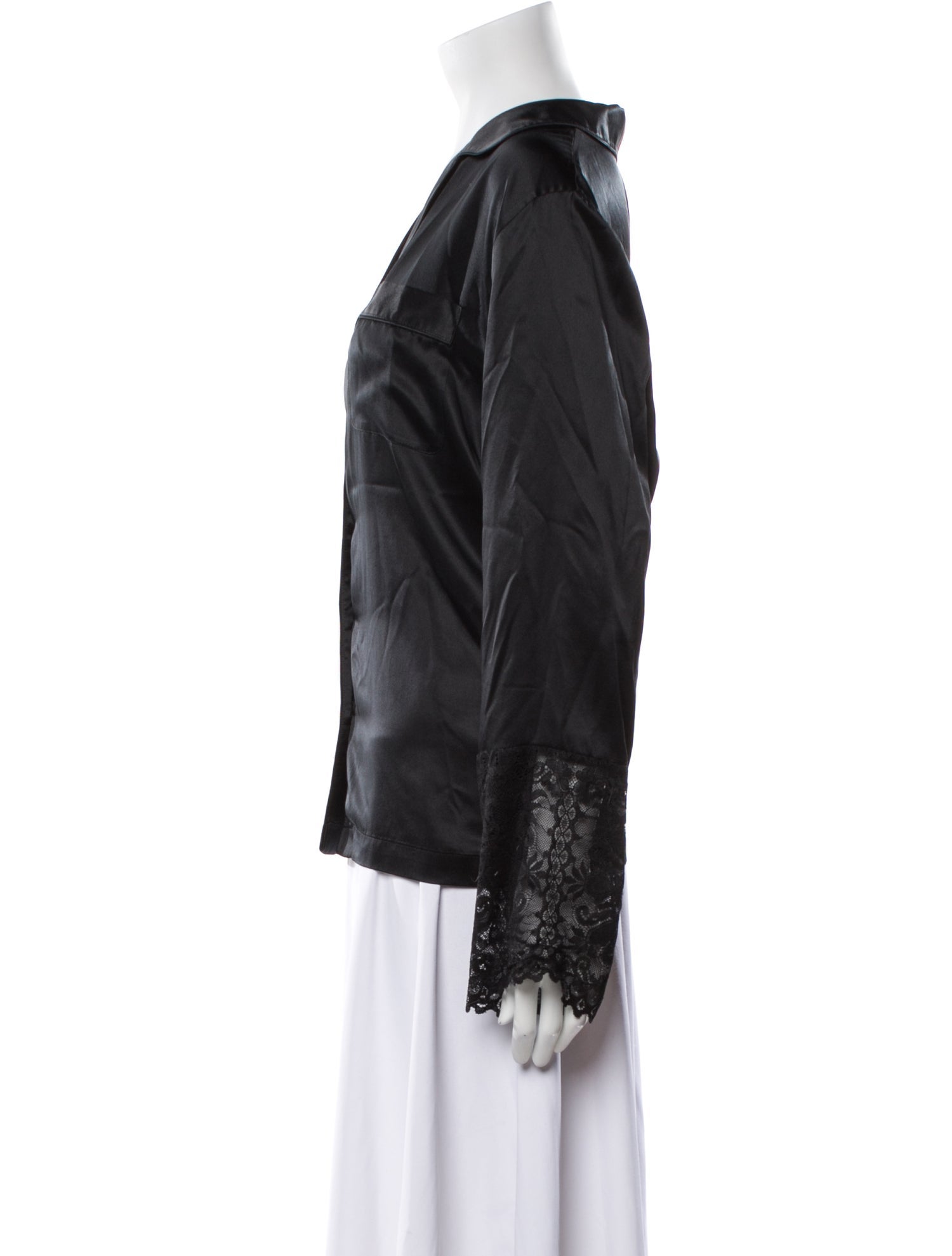 Neiman Marcus Silk Lace Trim Embellishment Pajamas