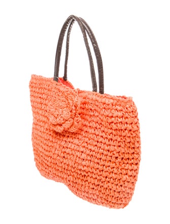Neiman Marcus Raffia Top Handle Bag