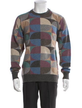 Neiman Marcus Printed Crew Neck Pullover