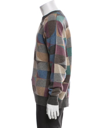 Neiman Marcus Printed Crew Neck Pullover