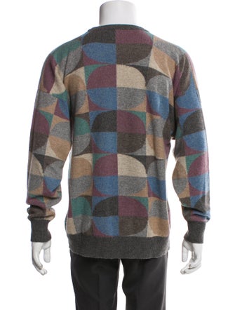 Neiman Marcus Printed Crew Neck Pullover