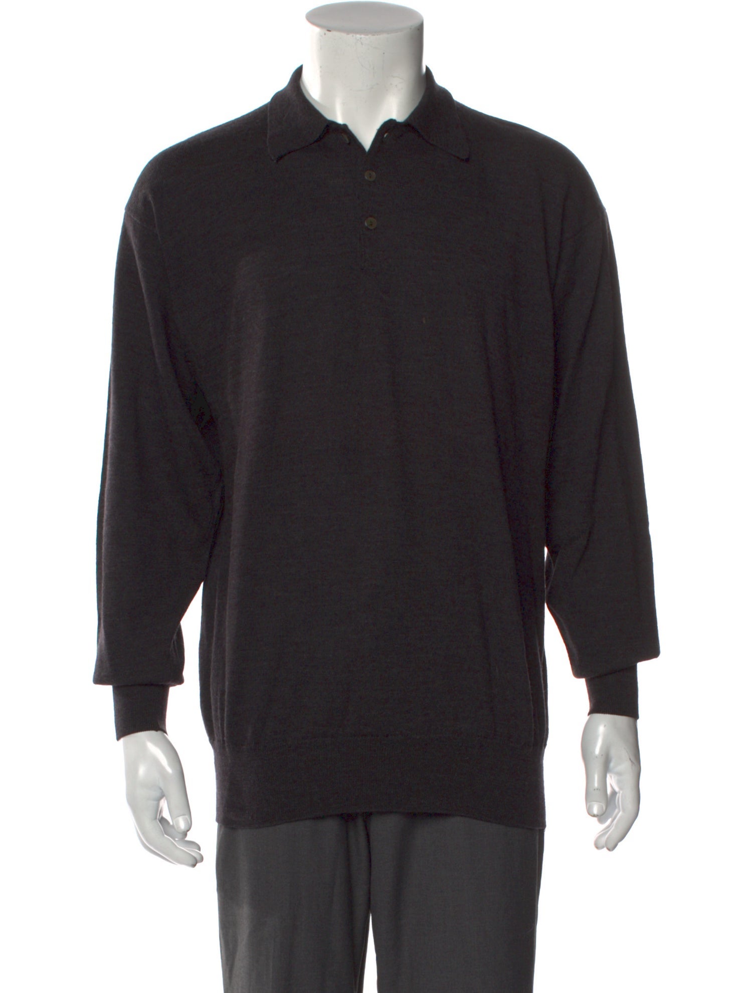 Neiman Marcus Merino Wool Collar Polo Sweater
