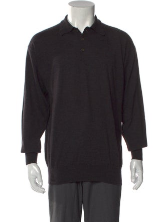 Neiman Marcus Merino Wool Collar Polo Sweater