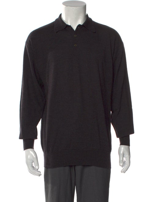 Neiman Marcus Merino Wool Collar Polo Sweater