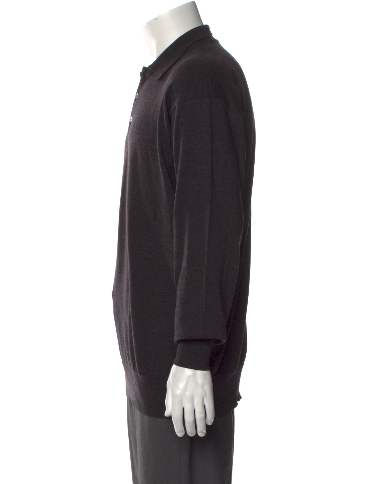 Neiman Marcus Merino Wool Collar Polo Sweater
