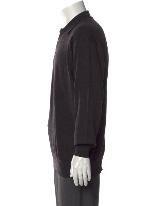 Neiman Marcus Merino Wool Collar Polo Sweater