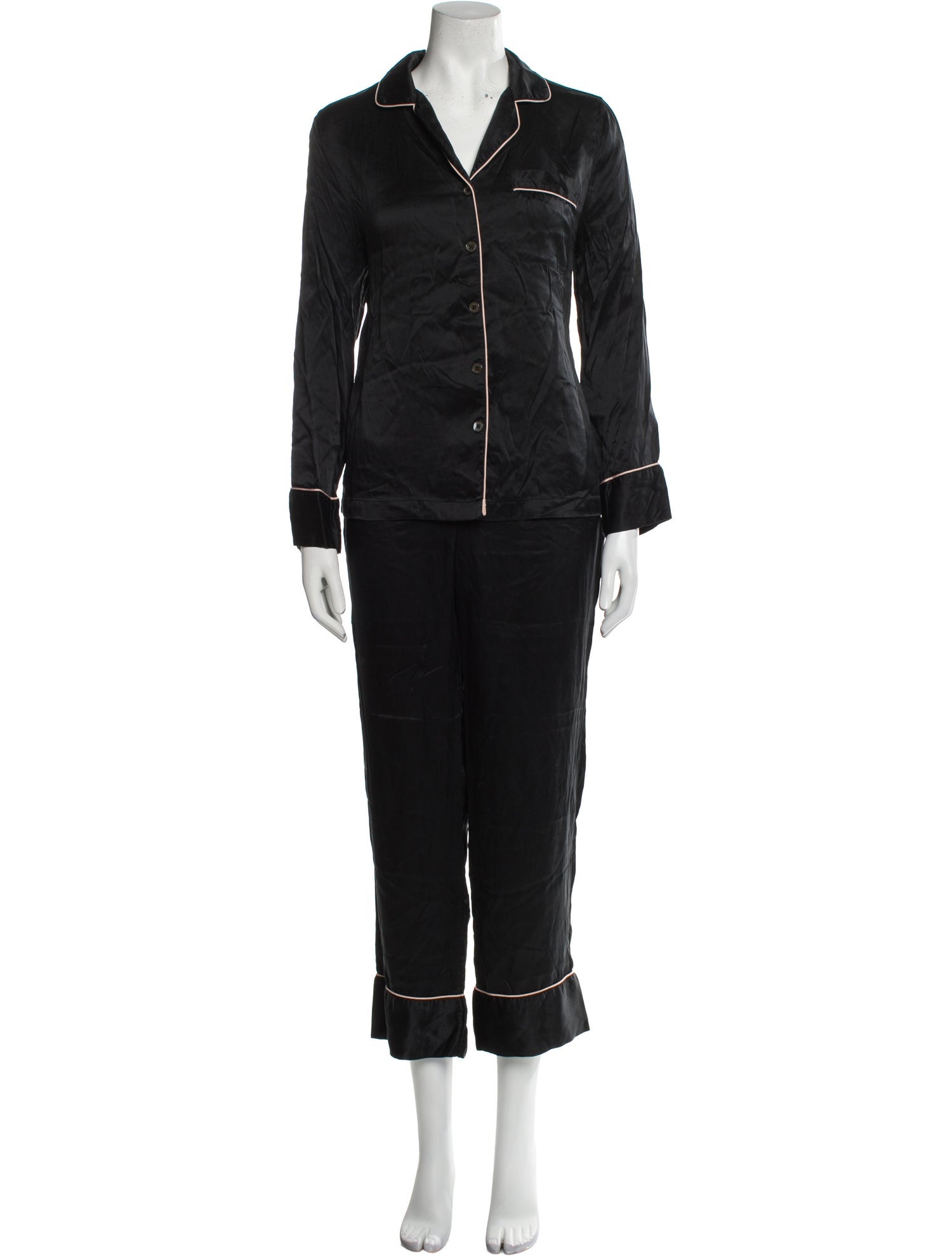 Neiman Marcus Silk Ruffle Embellishment Pajamas