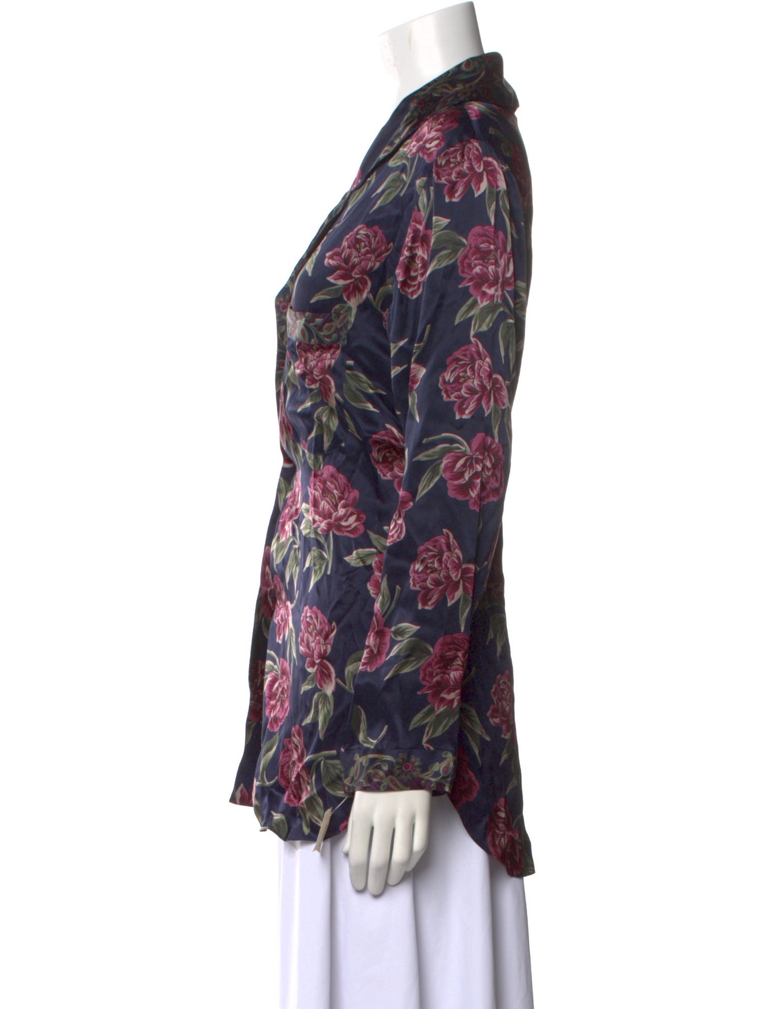 Neiman Marcus Silk Floral Print Blouse