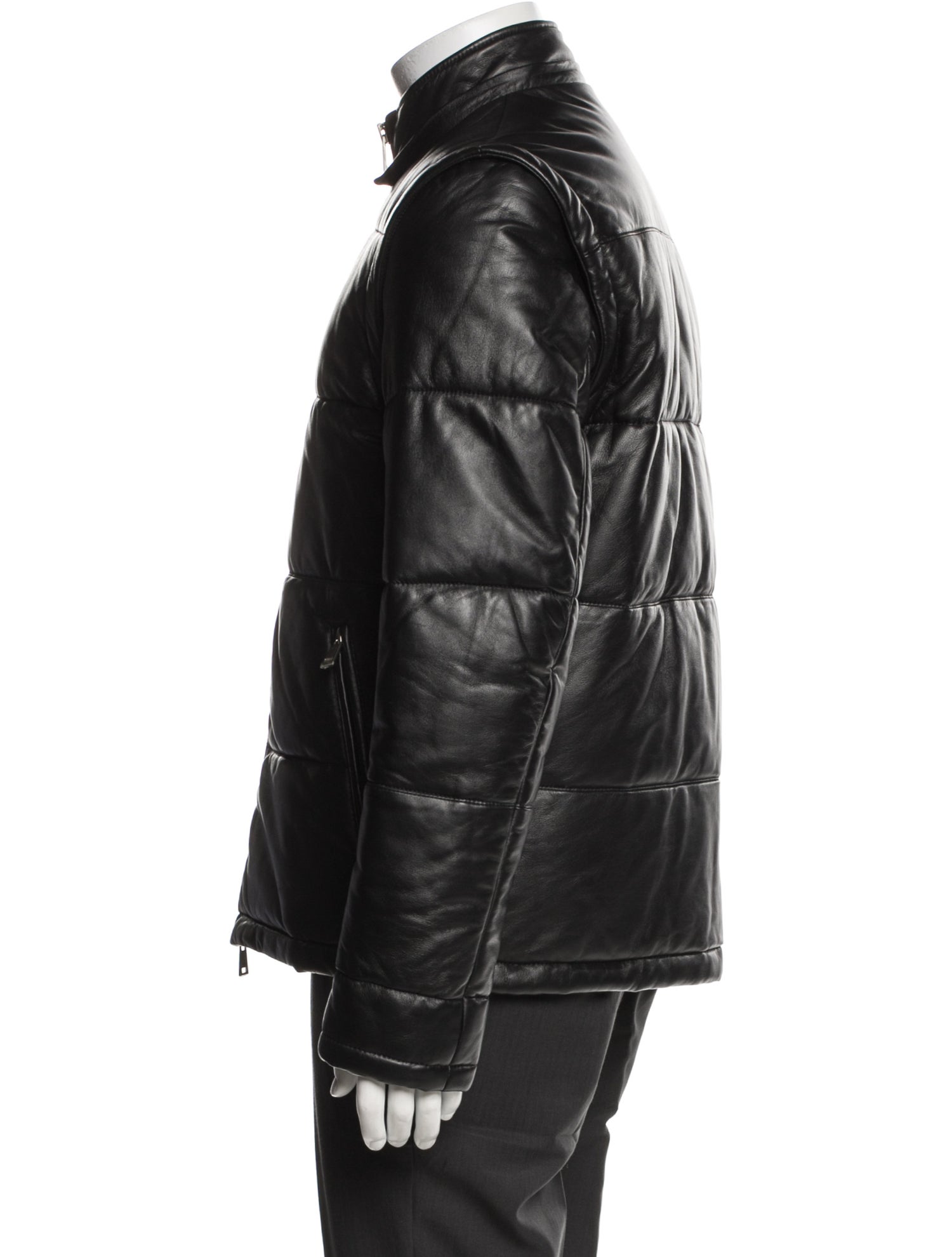 Neiman Marcus Lamb Leather Puffer Coat