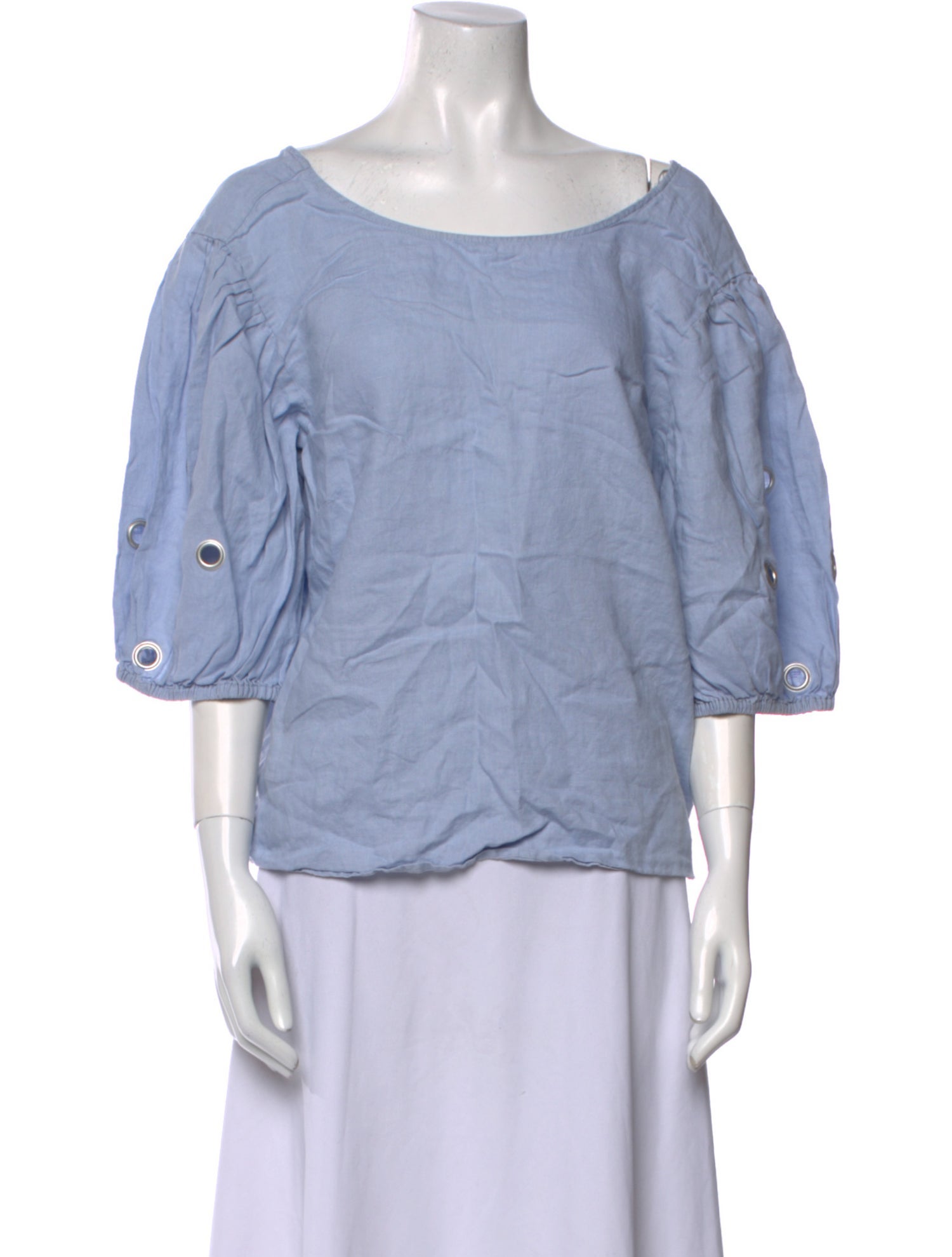 Neiman Marcus Linen Scoop Neck Blouse