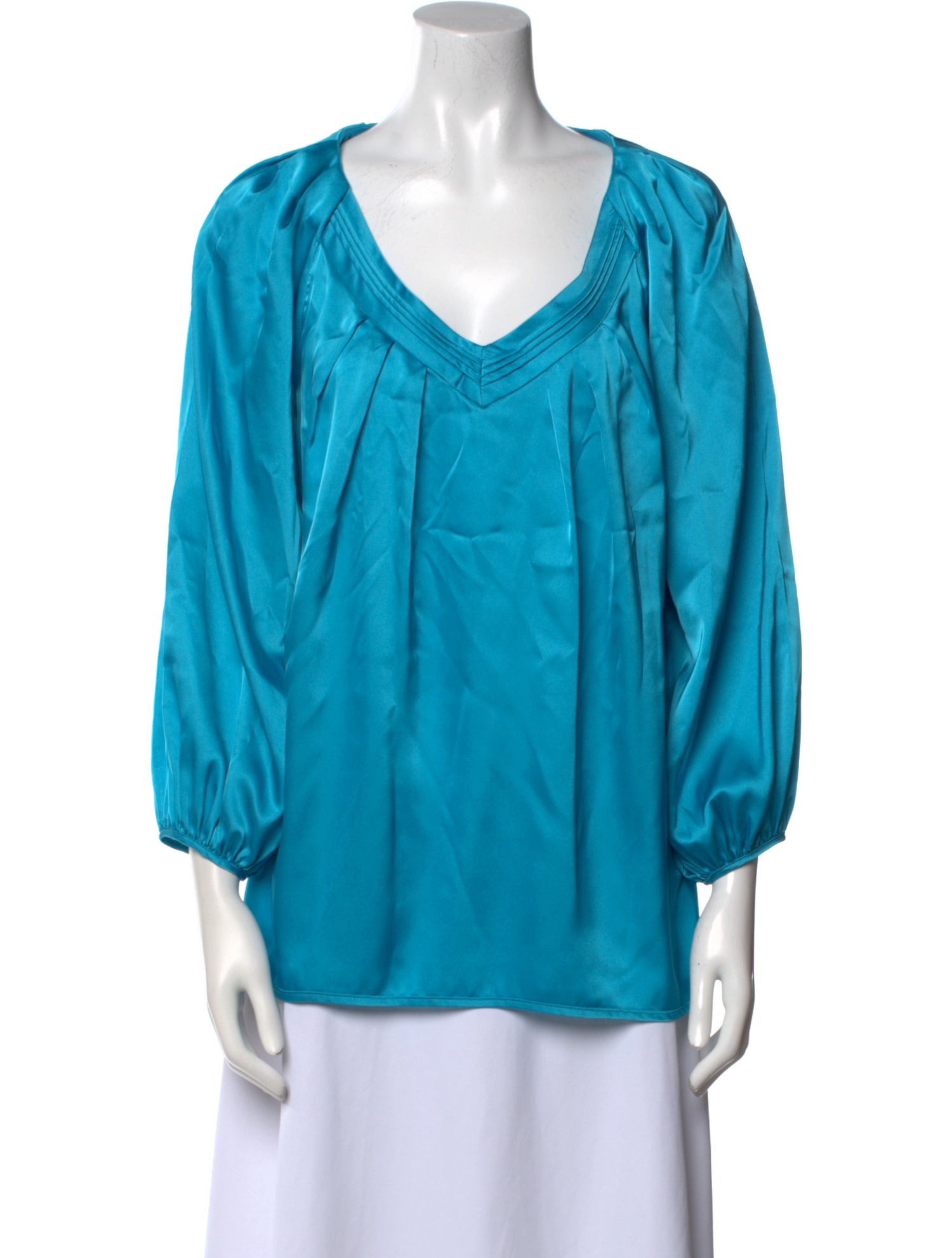 Neiman Marcus Cowl Neck Three-Quarter Sleeve Blouse