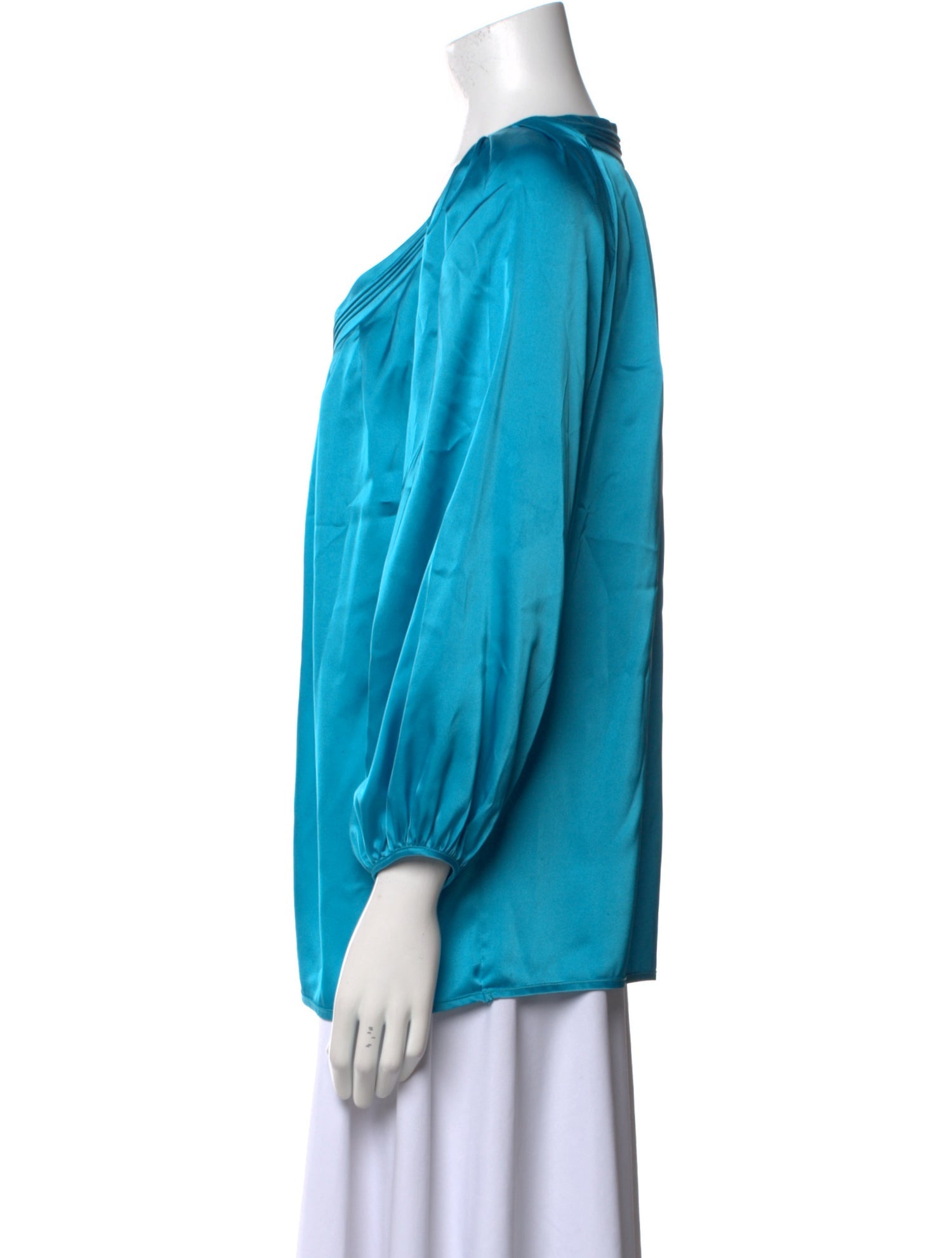 Neiman Marcus Cowl Neck Three-Quarter Sleeve Blouse