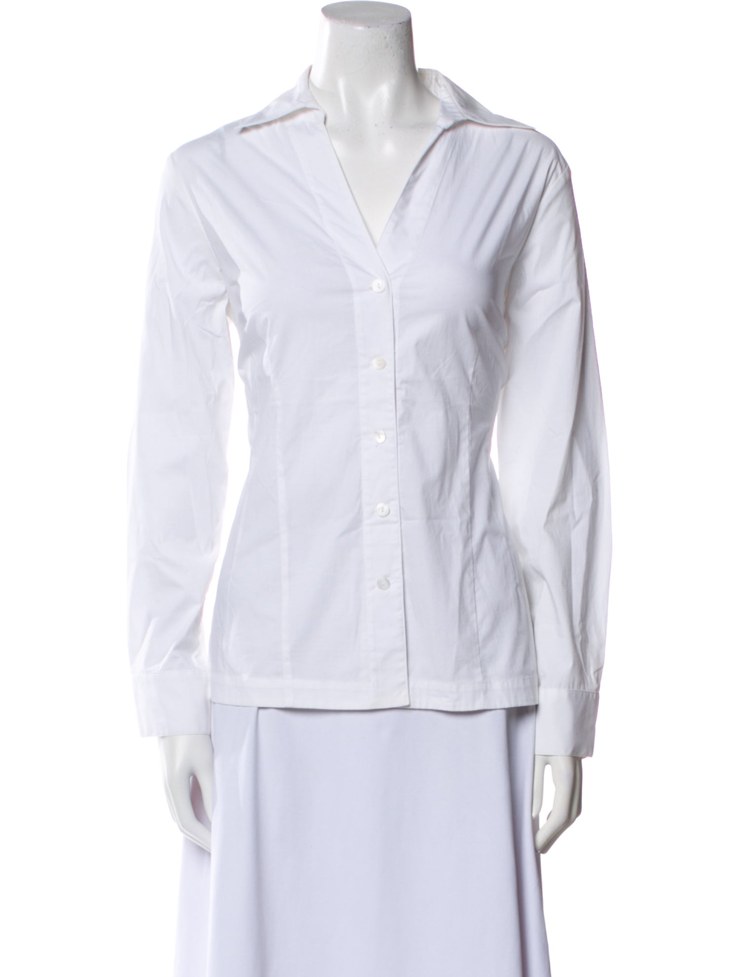 Neiman Marcus Long Sleeve Button-Up Top