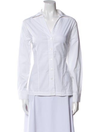 Neiman Marcus Long Sleeve Button-Up Top