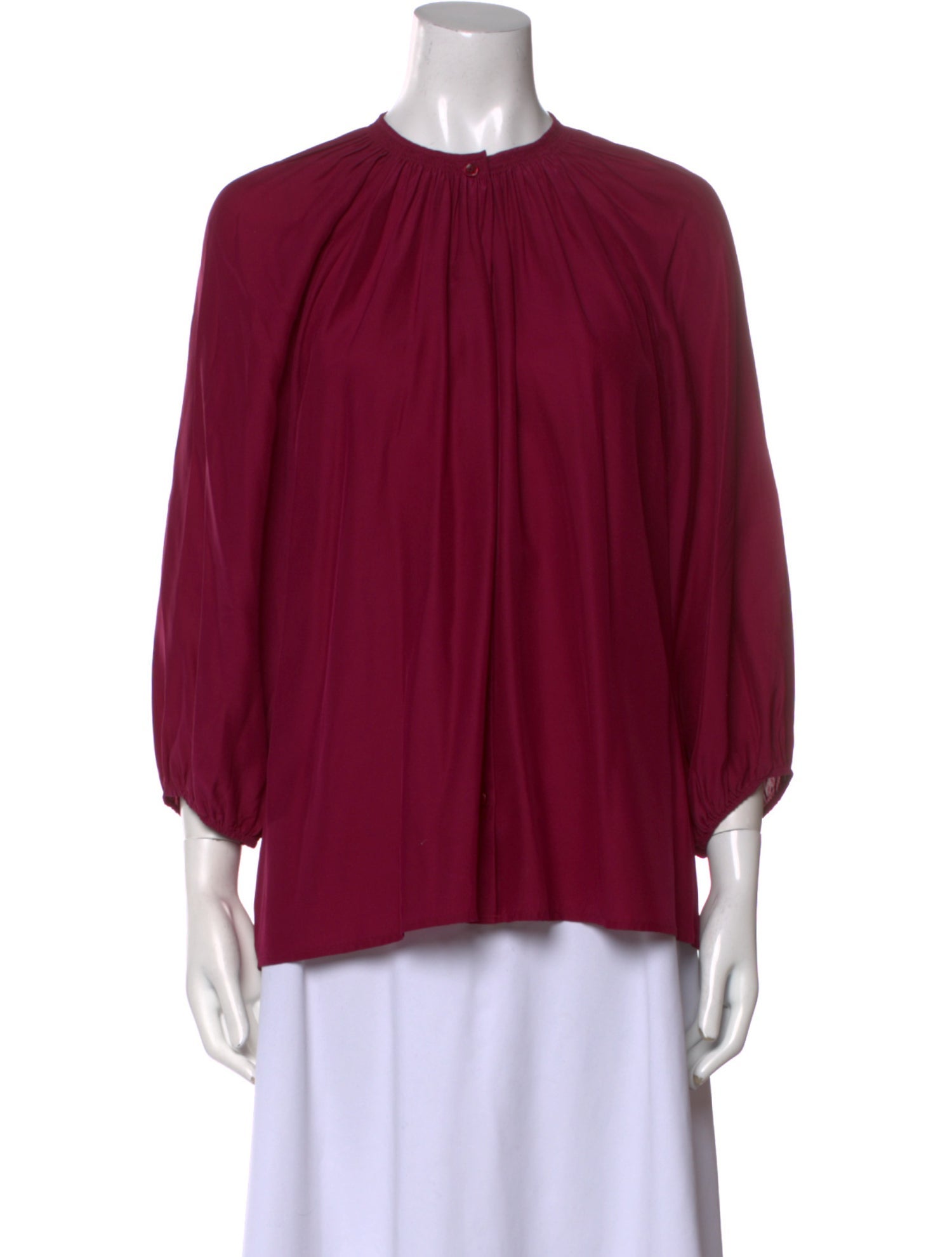 Neiman Marcus Silk Crew Neck Blouse