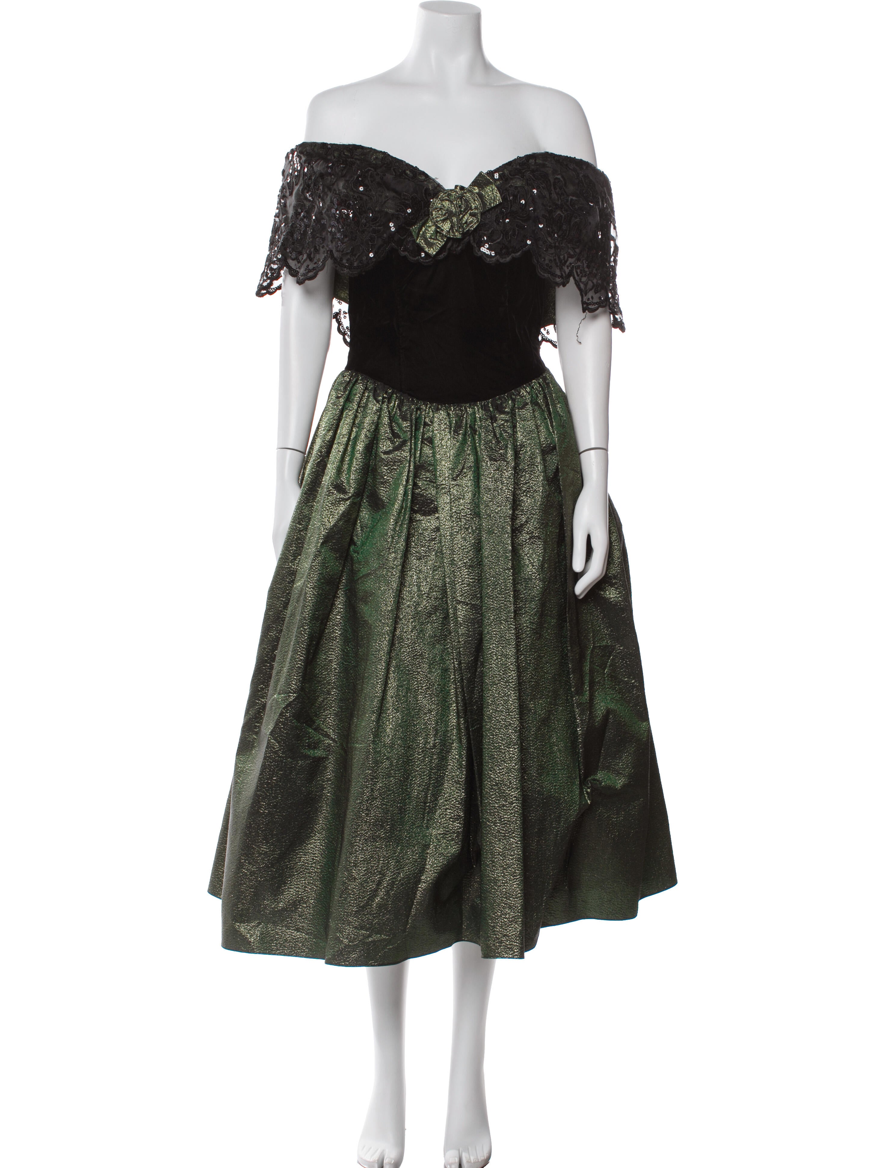 Neiman Marcus Off-The-Shoulder Midi Length Dress