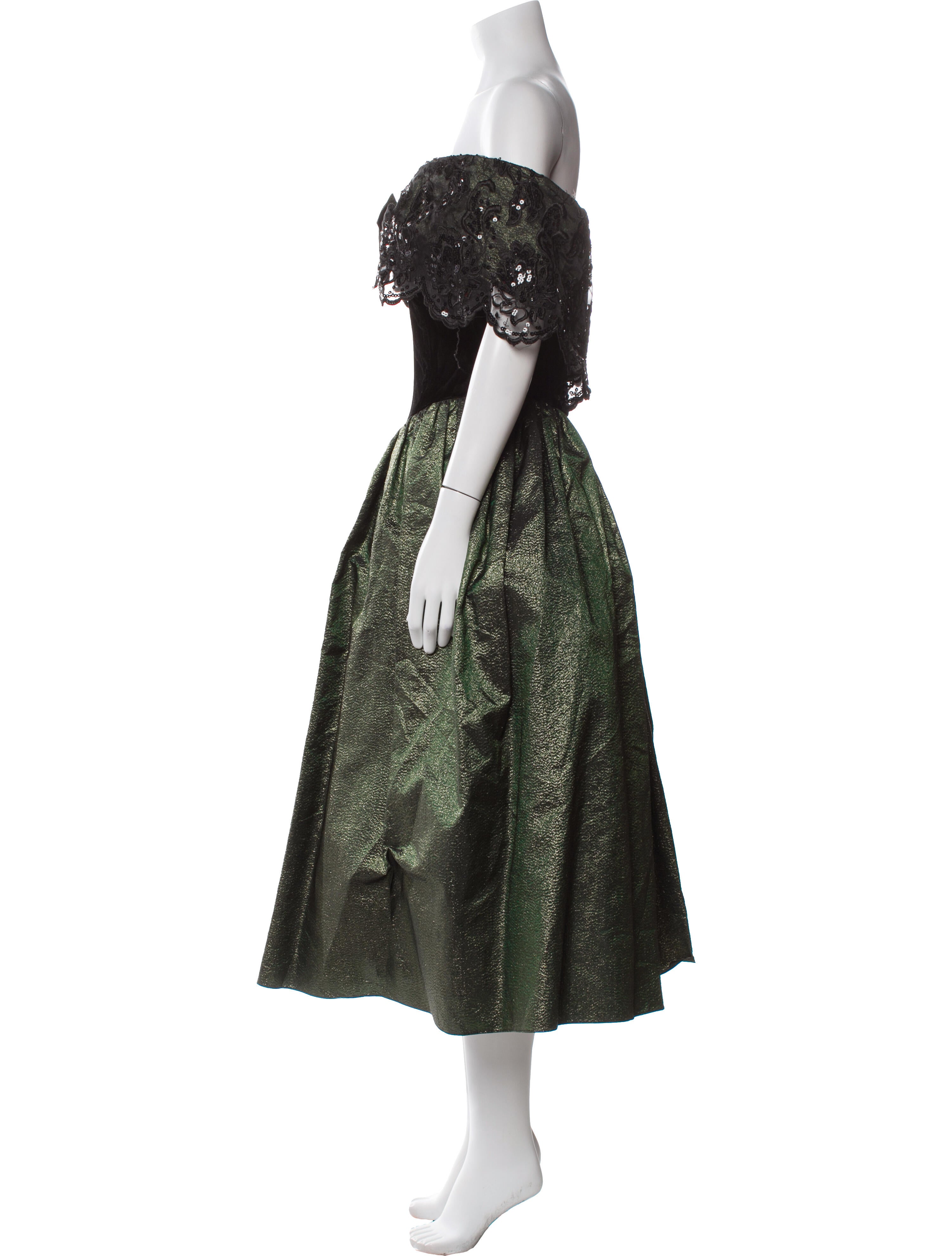 Neiman Marcus Off-The-Shoulder Midi Length Dress