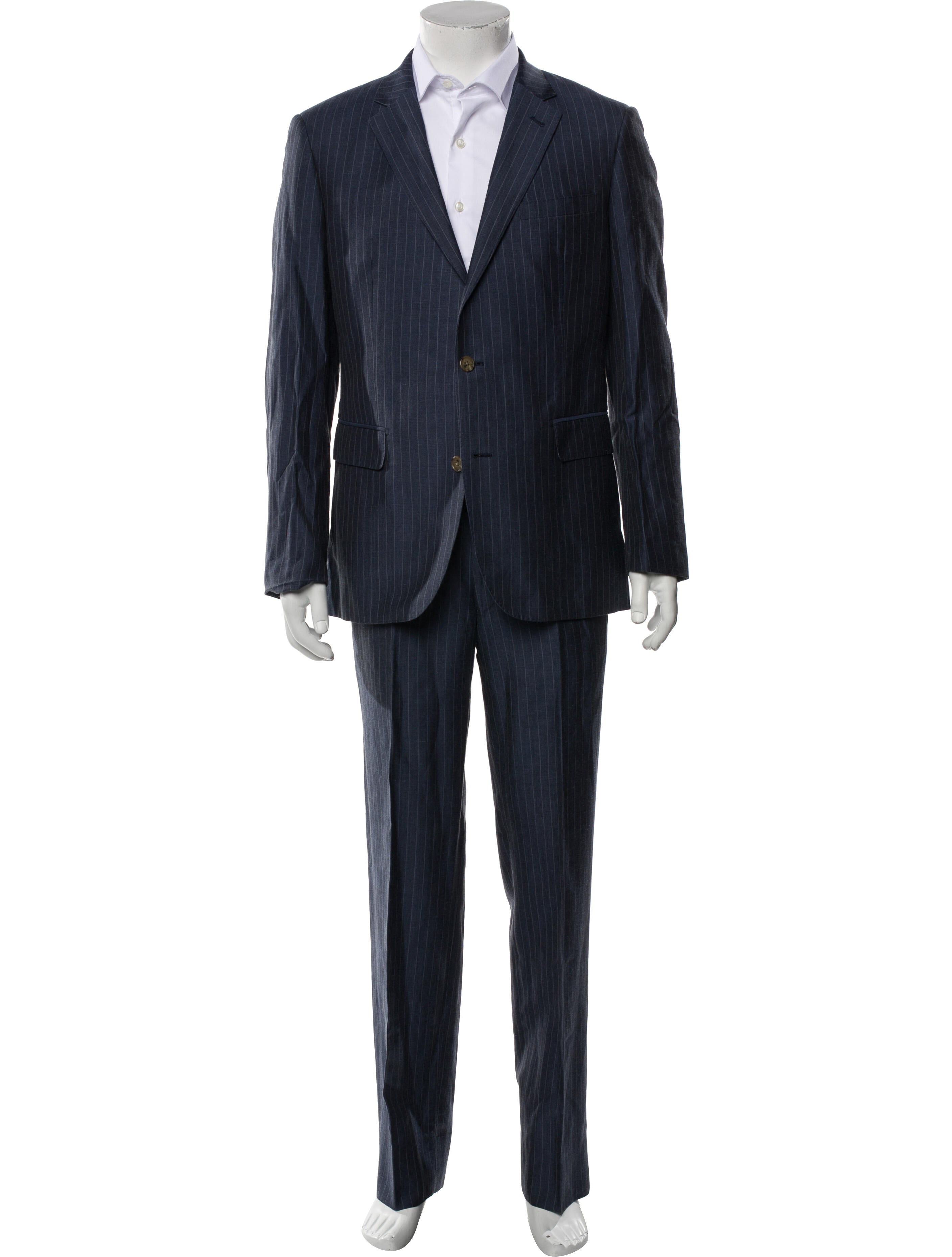 Neiman Marcus Linen Striped Two-Piece Suit