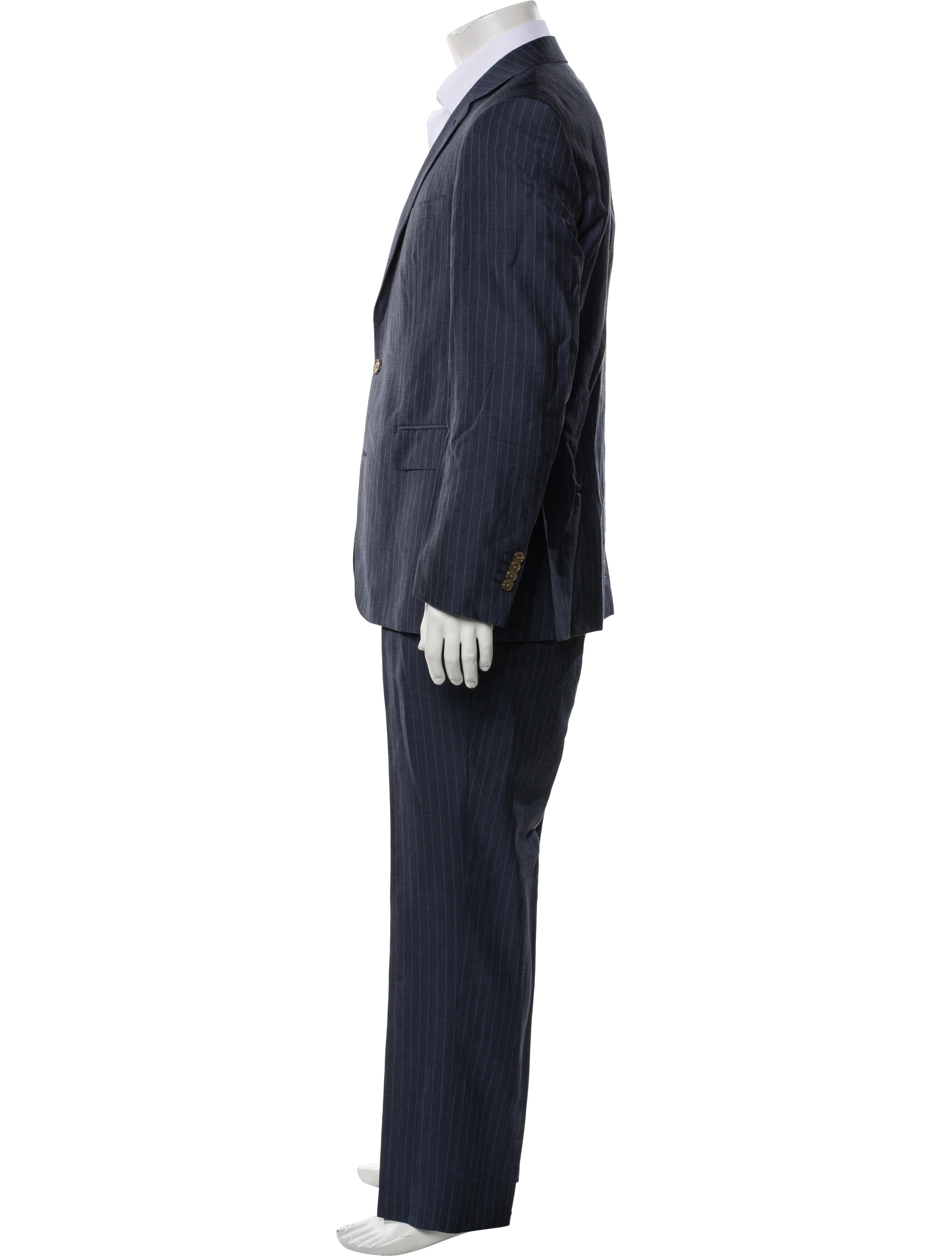 Neiman Marcus Linen Striped Two-Piece Suit