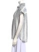 Neiman Marcus Striped Short Sleeve Button-Up Top