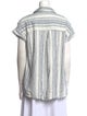Neiman Marcus Striped Short Sleeve Button-Up Top