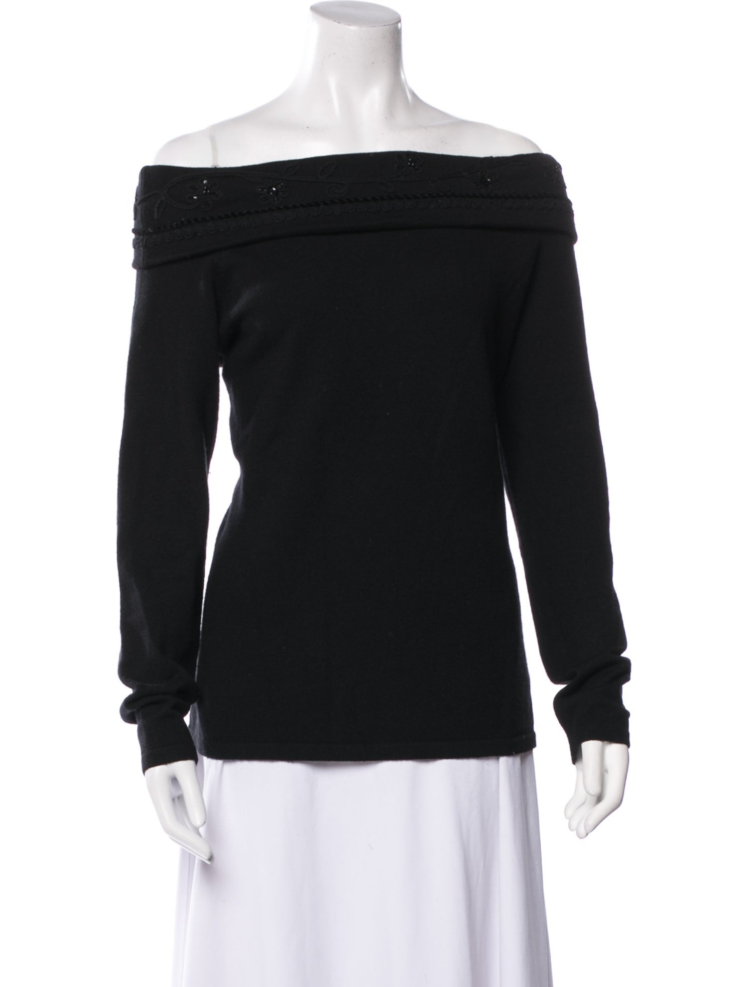 Neiman Marcus Cashmere Off-The-Shoulder Sweater