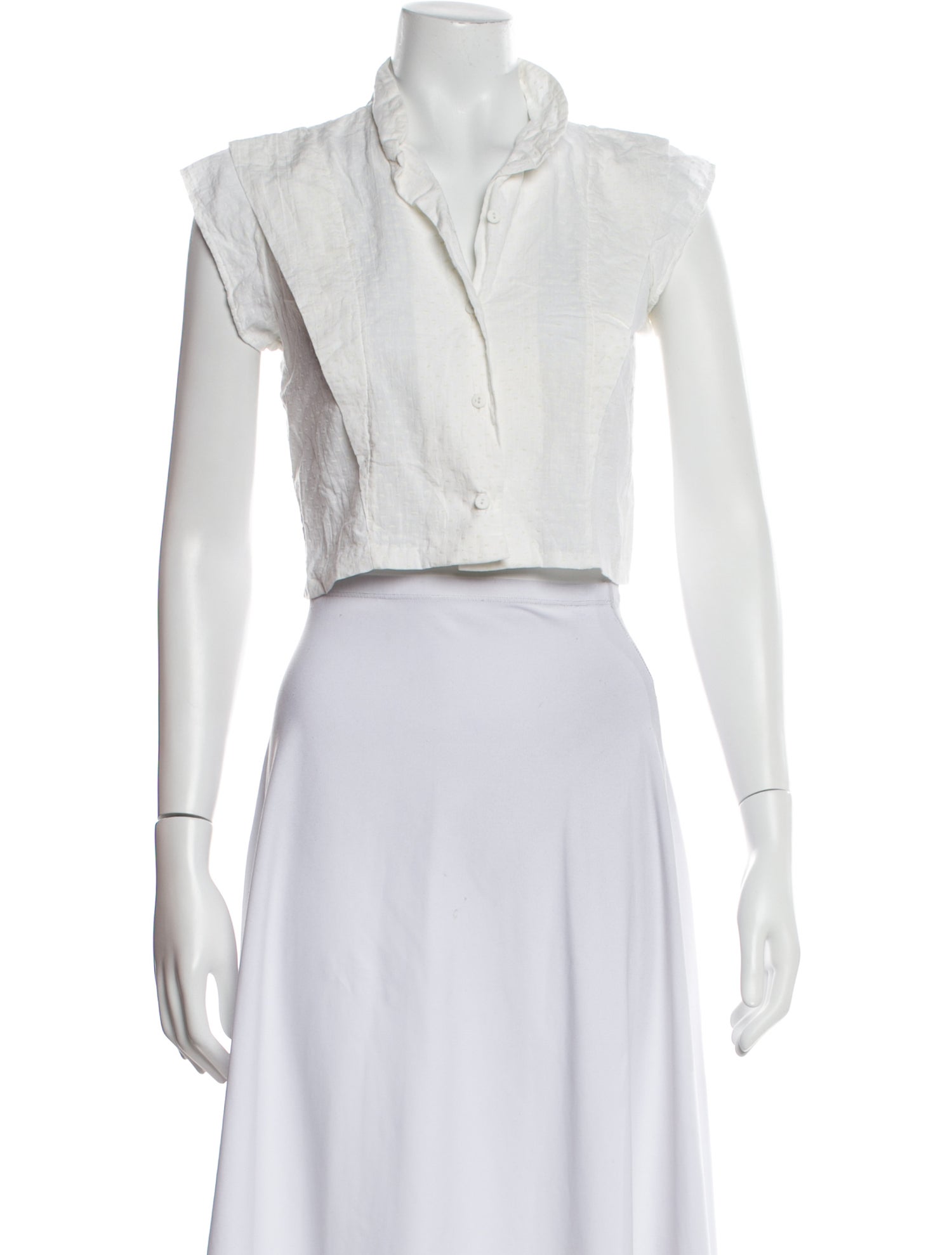 Neiman Marcus V-Neck Sleeveless Crop Top