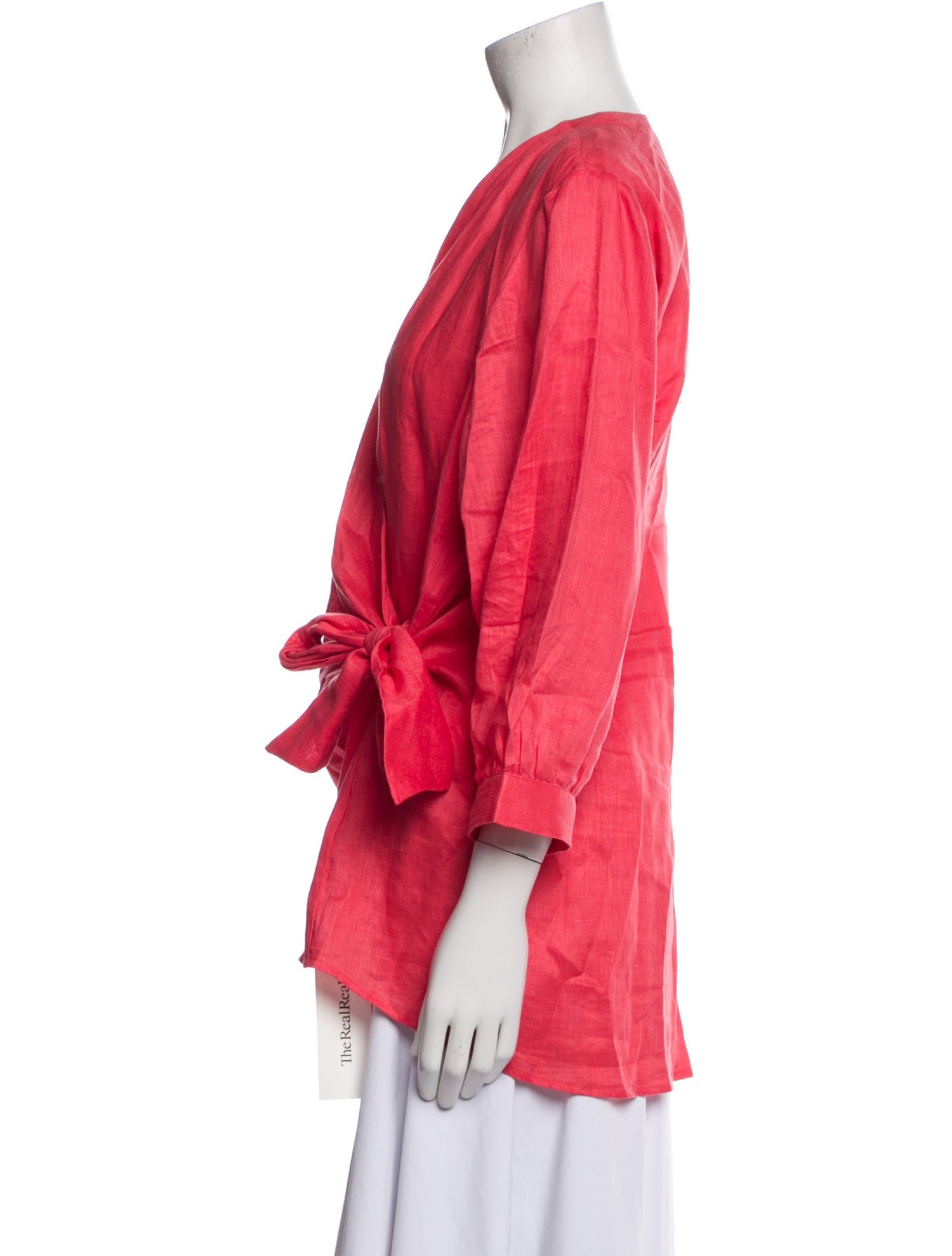 Neiman Marcus Linen V-Neck Blouse