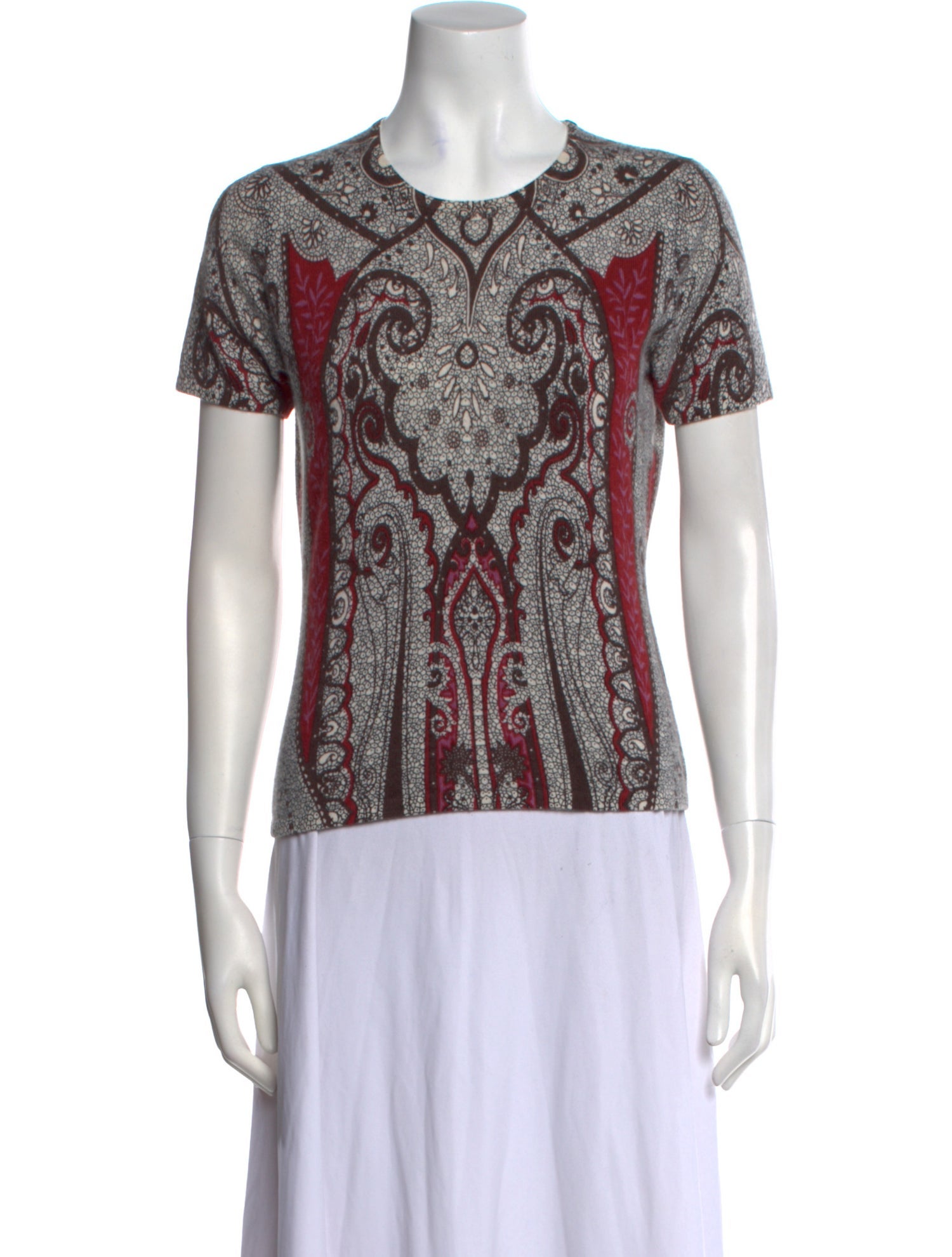 Neiman Marcus Cashmere Printed Sweater