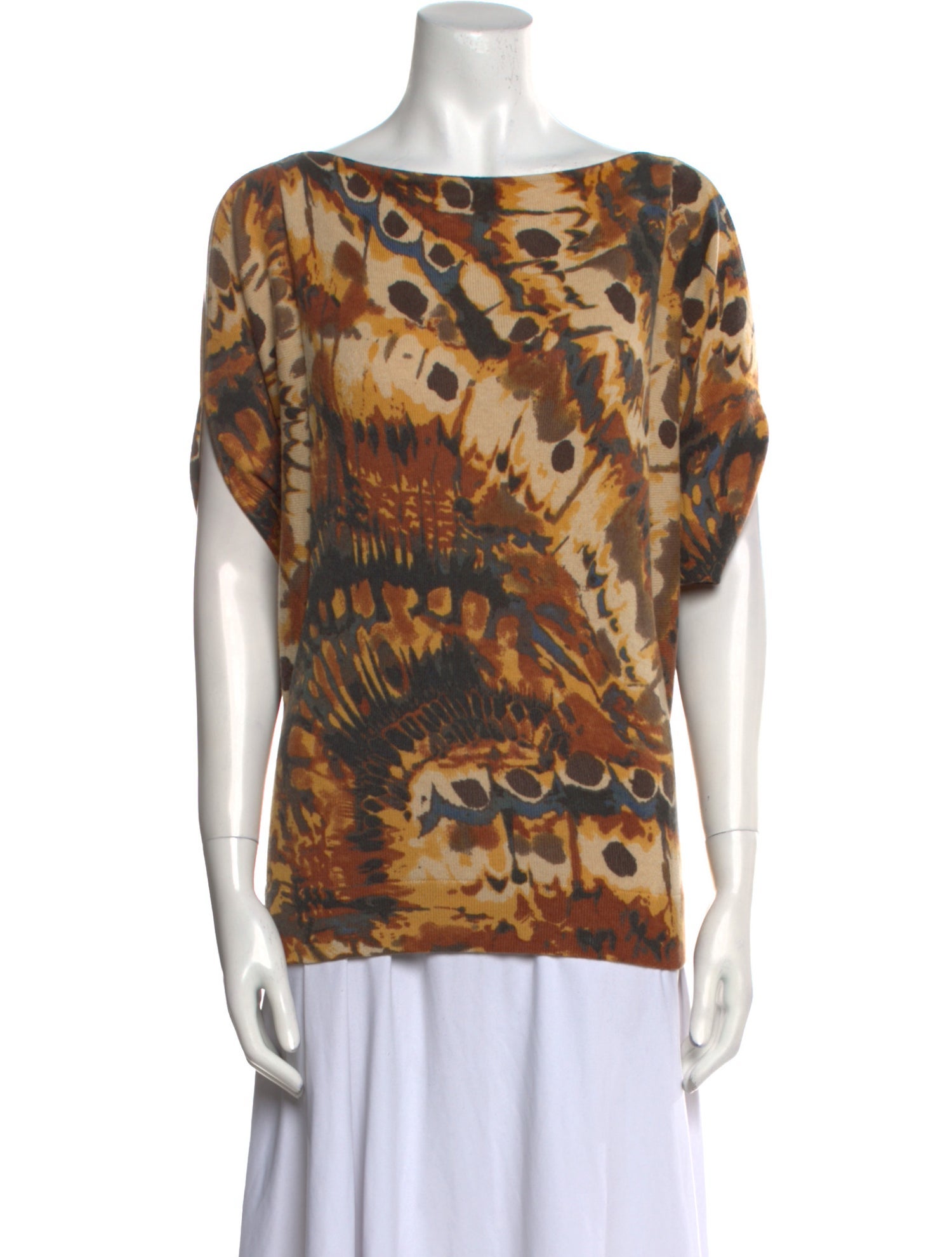 Neiman Marcus Cashmere Printed T-Shirt