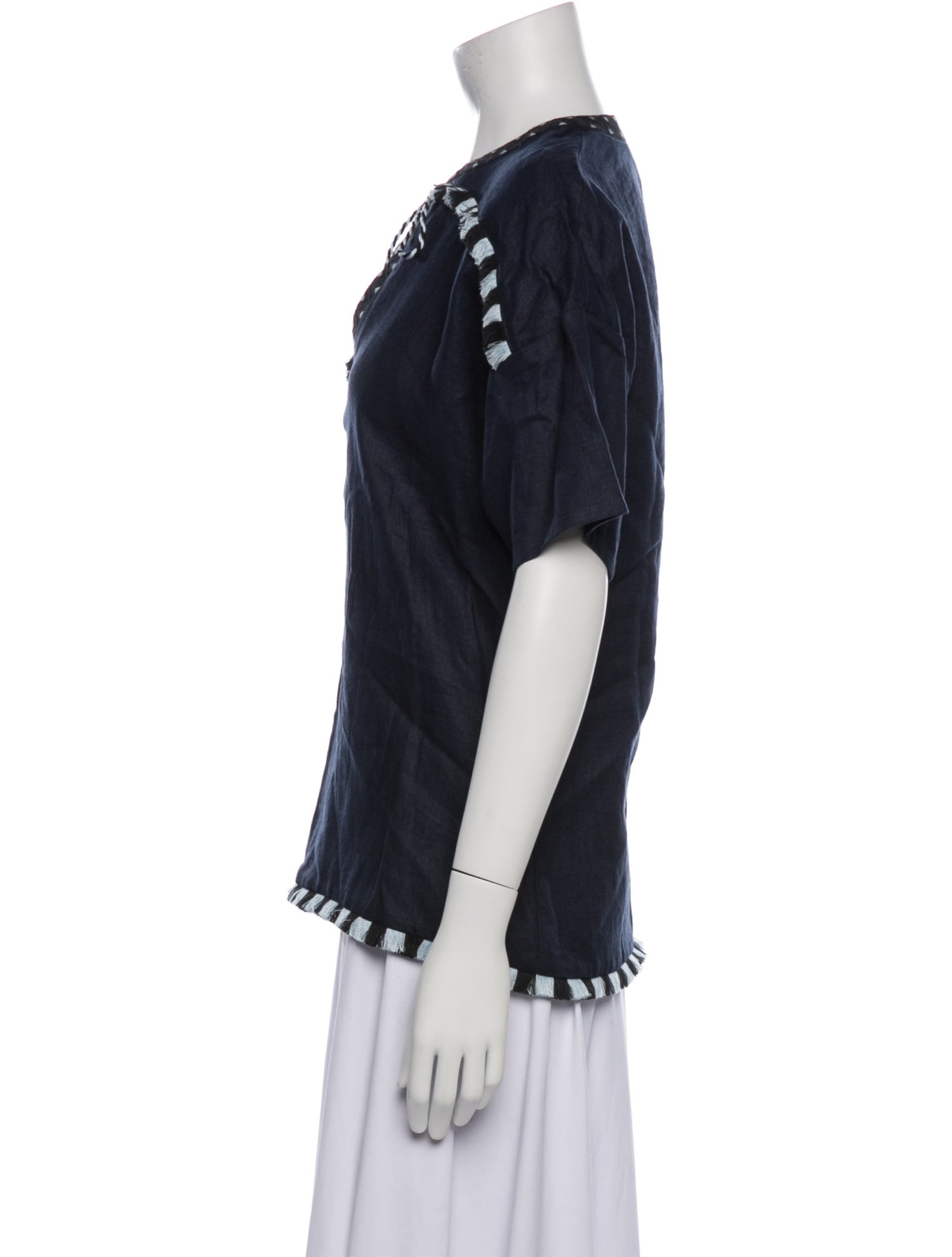 Neiman Marcus Linen V-Neck Tunic