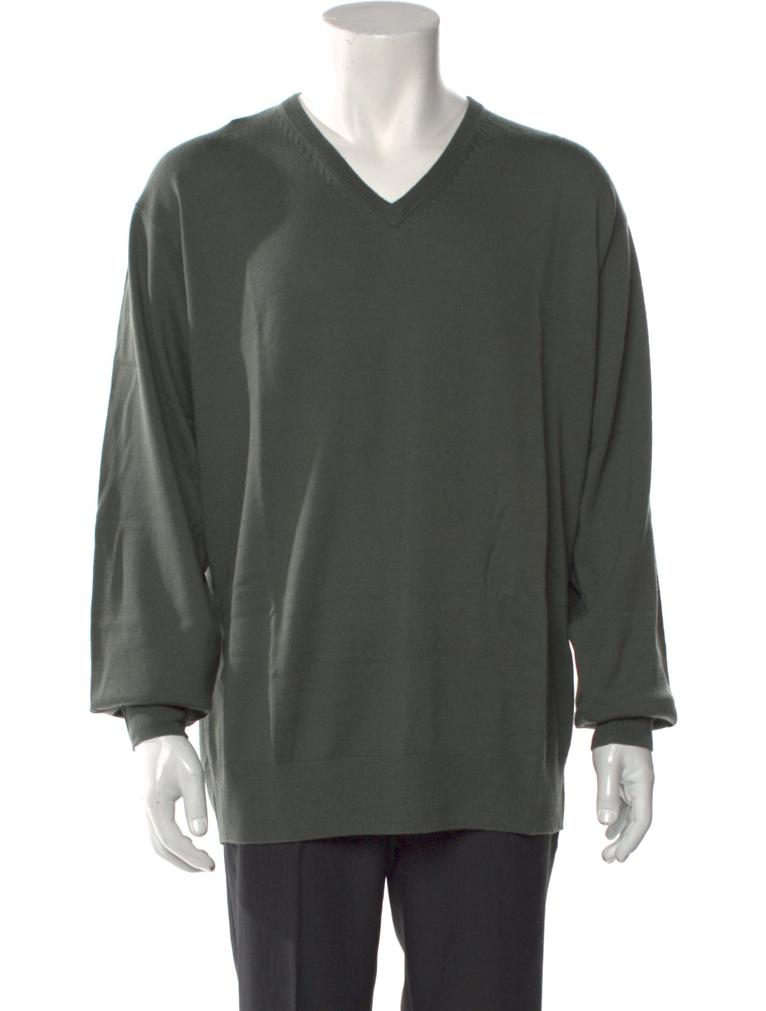 Neiman Marcus Merino Wool V-Neck Pullover