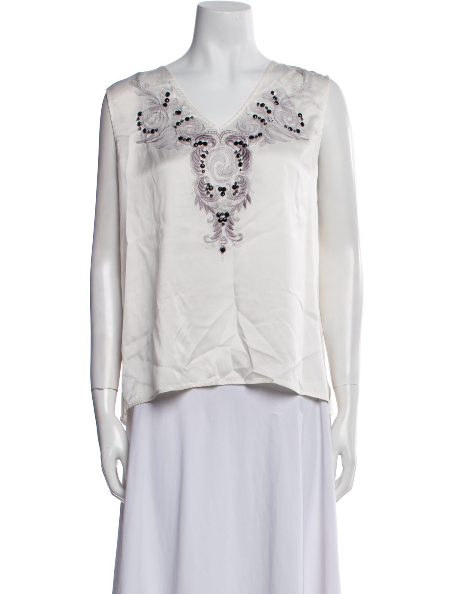 Neiman Marcus Silk V-Neck Top