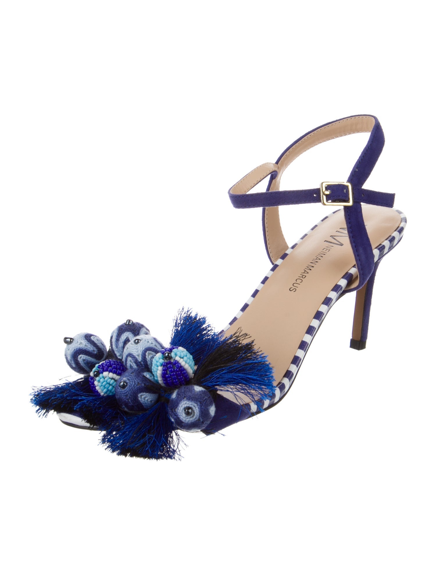 Neiman Marcus Suede Colorblock Pattern Sandals