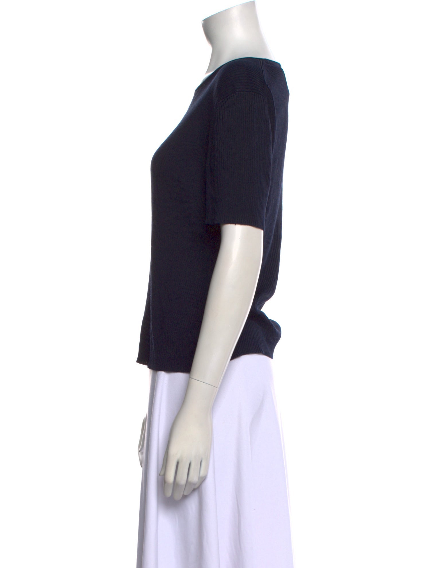 Neiman Marcus Silk Bateau Neckline T-Shirt