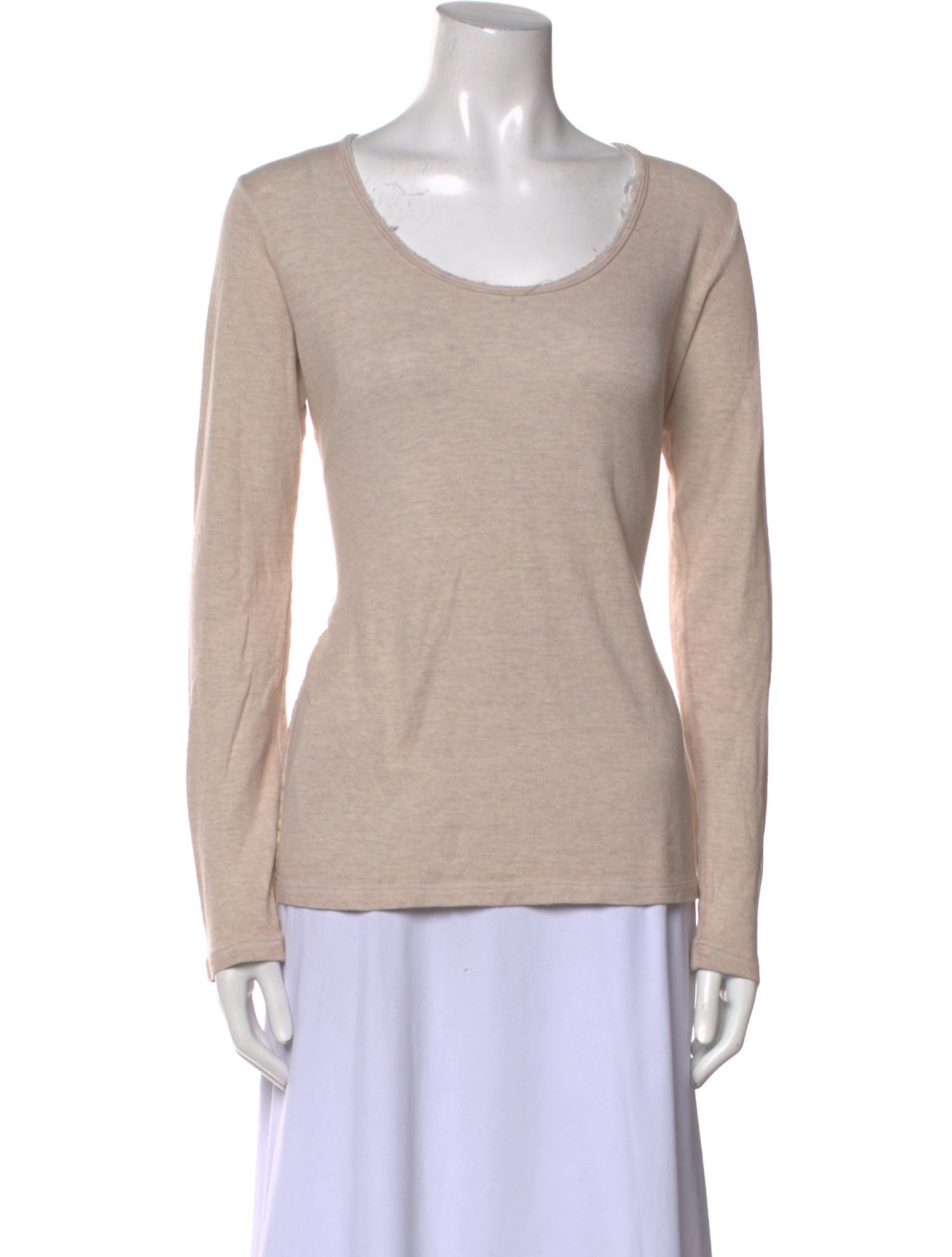 Neiman Marcus Scoop Neck Long Sleeve Top