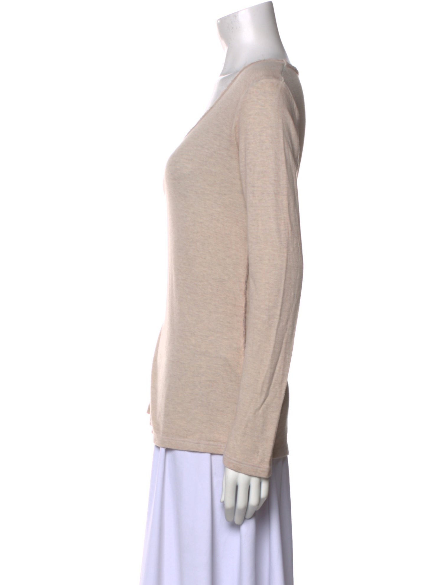 Neiman Marcus Scoop Neck Long Sleeve Top