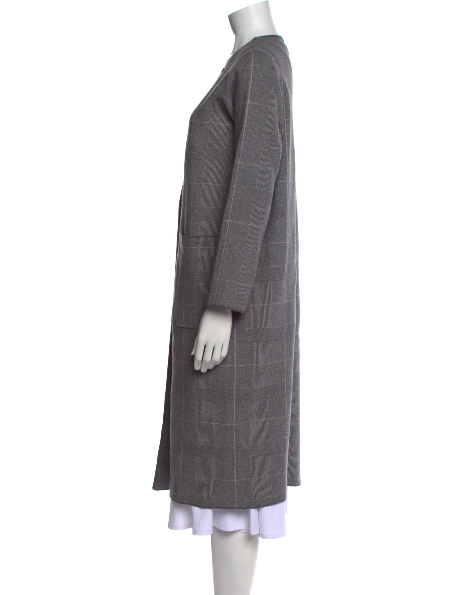 Neiman Marcus Plaid Print V-Neck Sweater