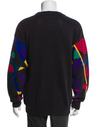Neiman Marcus Printed Crew Neck Pullover