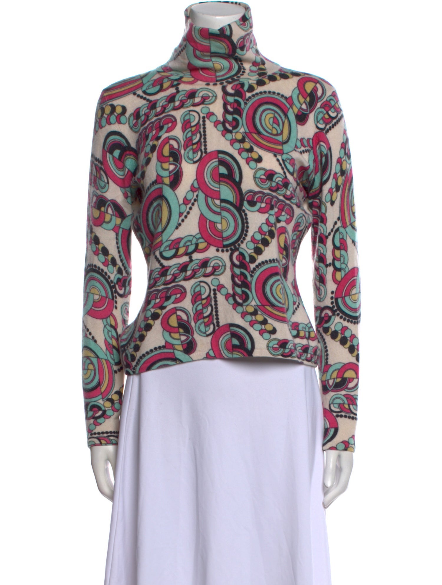 Neiman Marcus Cashmere Printed Sweater