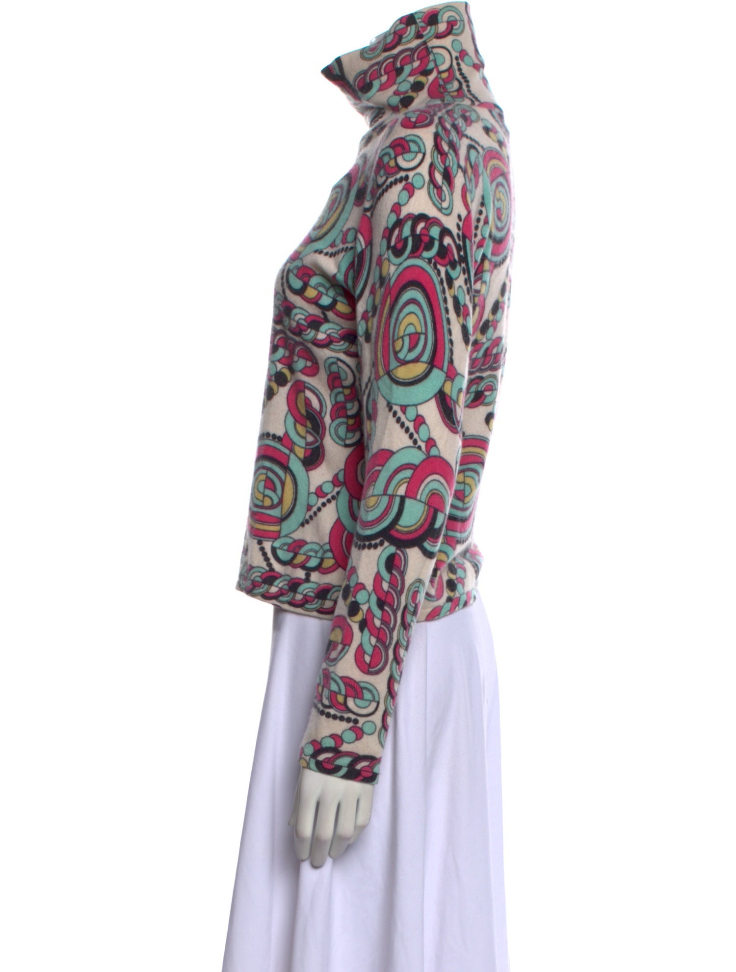 Neiman Marcus Cashmere Printed Sweater