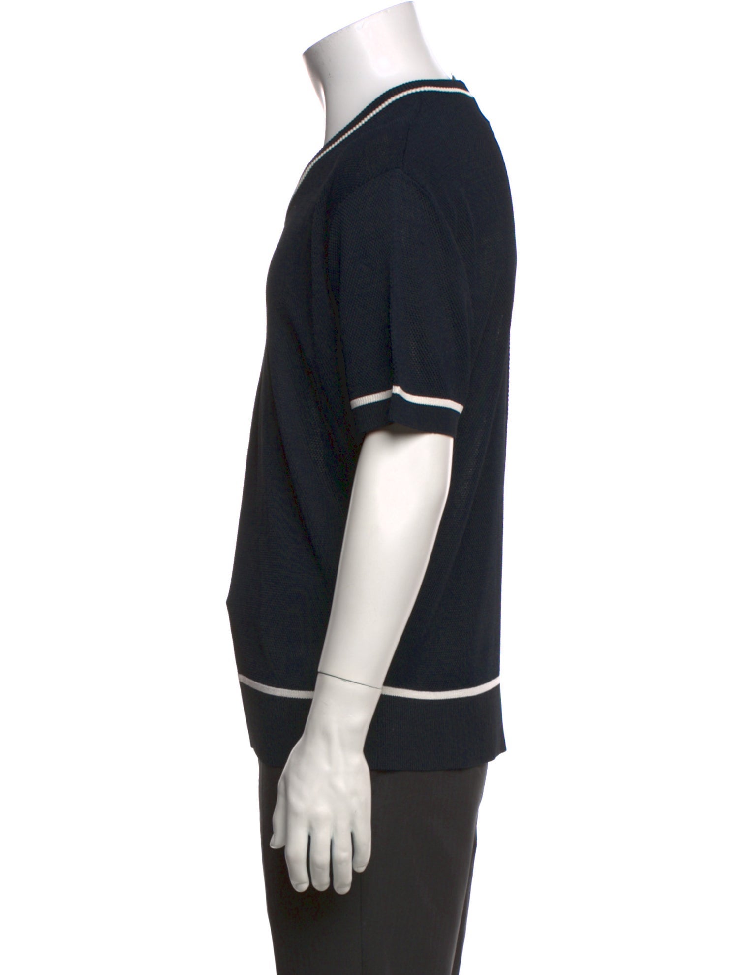 Neiman Marcus Striped V-Neck T-Shirt