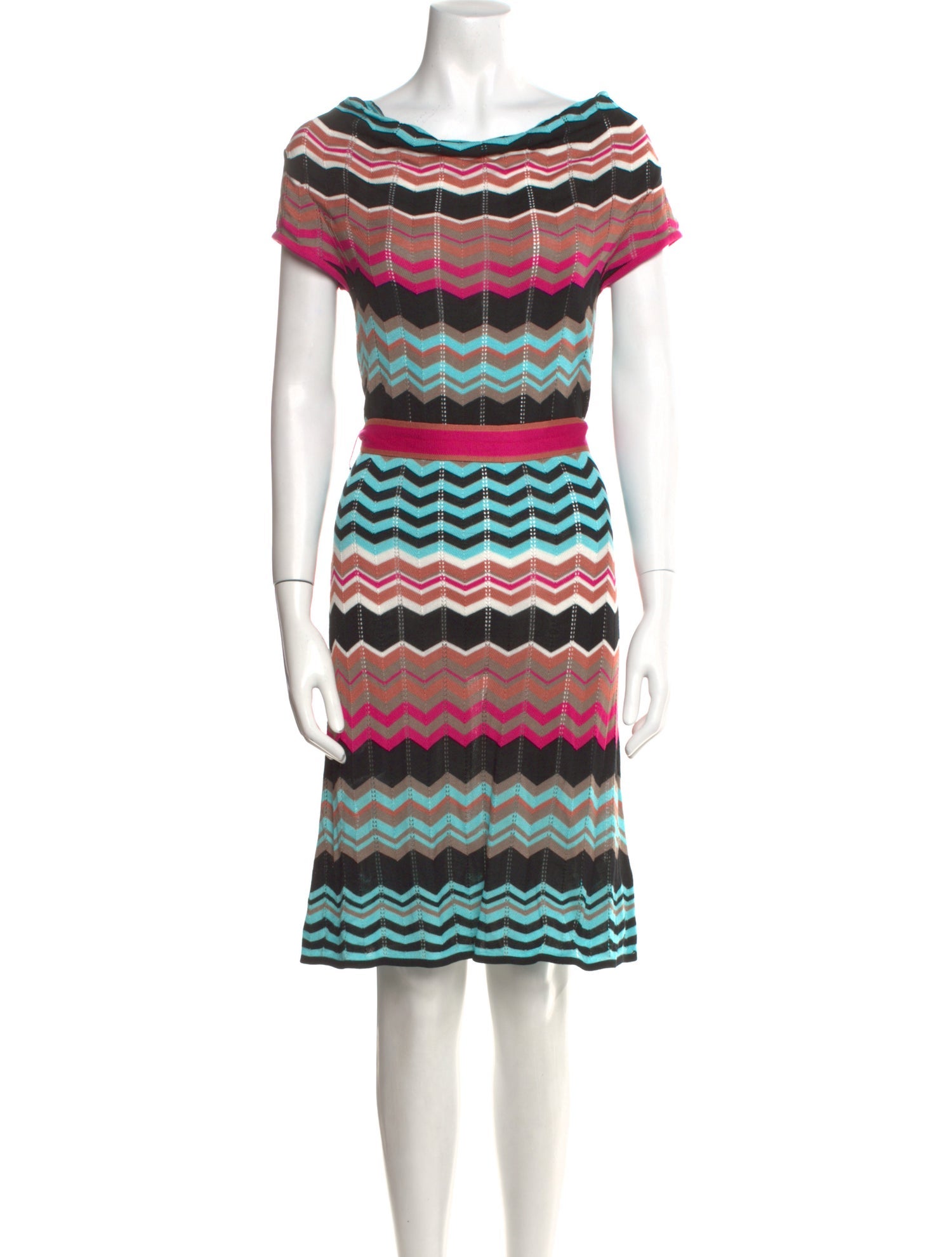 Neiman Marcus Striped Knee-Length Dress
