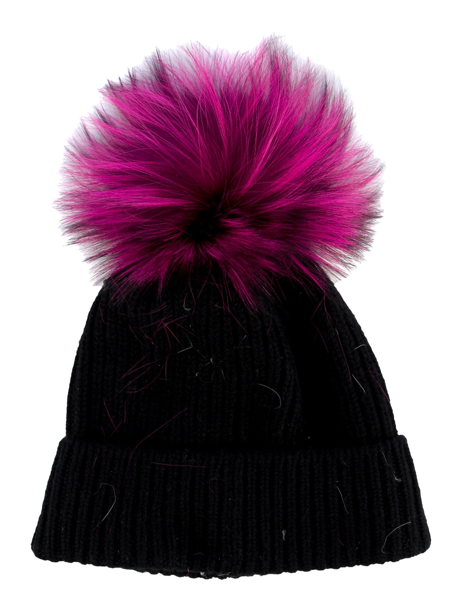 Neiman Marcus Knit Cashmere Fox Fur Pompom Beanie
