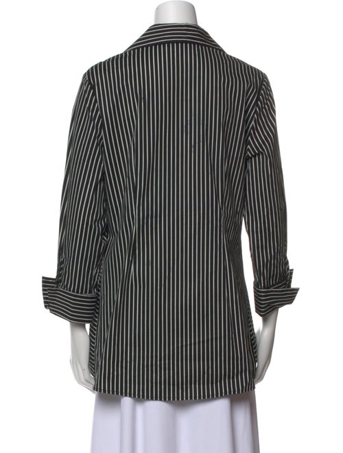 Neiman Marcus Striped Three-Quarter Sleeve Button-Up Top