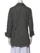Neiman Marcus Striped Three-Quarter Sleeve Button-Up Top