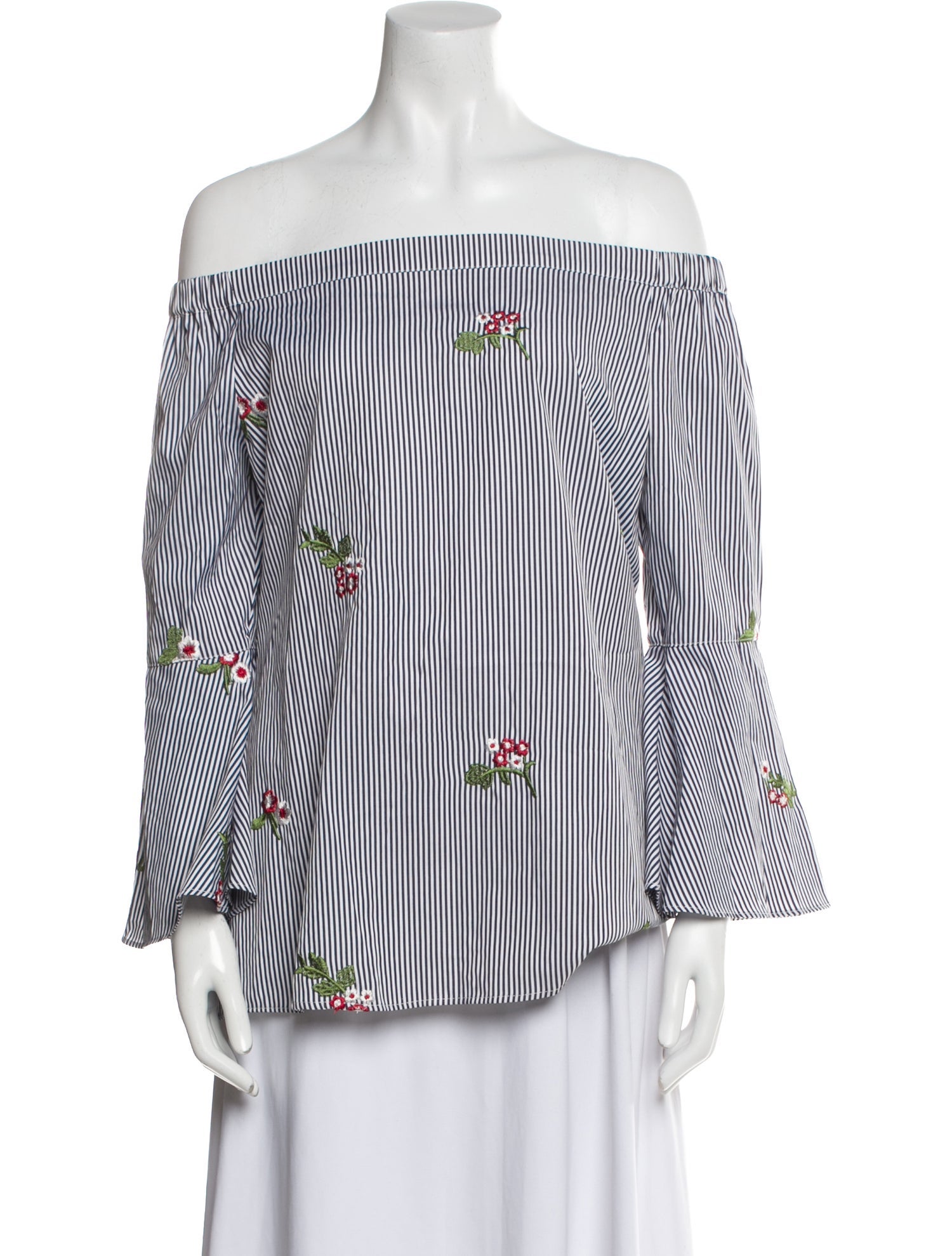 Neiman Marcus Striped Off-The-Shoulder Top