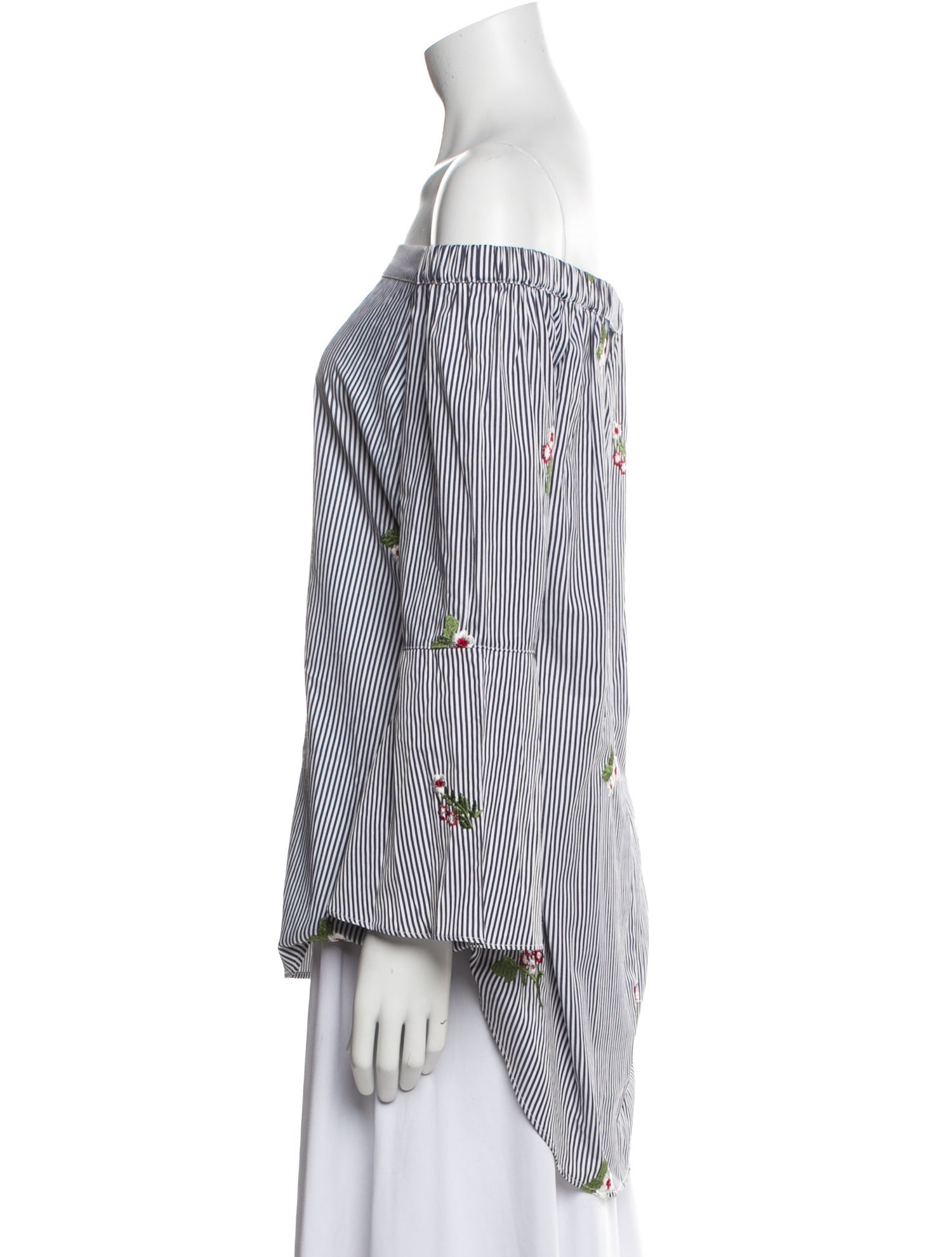 Neiman Marcus Striped Off-The-Shoulder Top